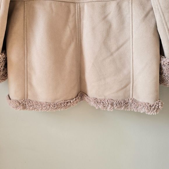 VINTAGE Jones New York Faux Suede Fur Hooded Penny Lane Coat Y2K Boho Beatles XL - Picture 4 of 14